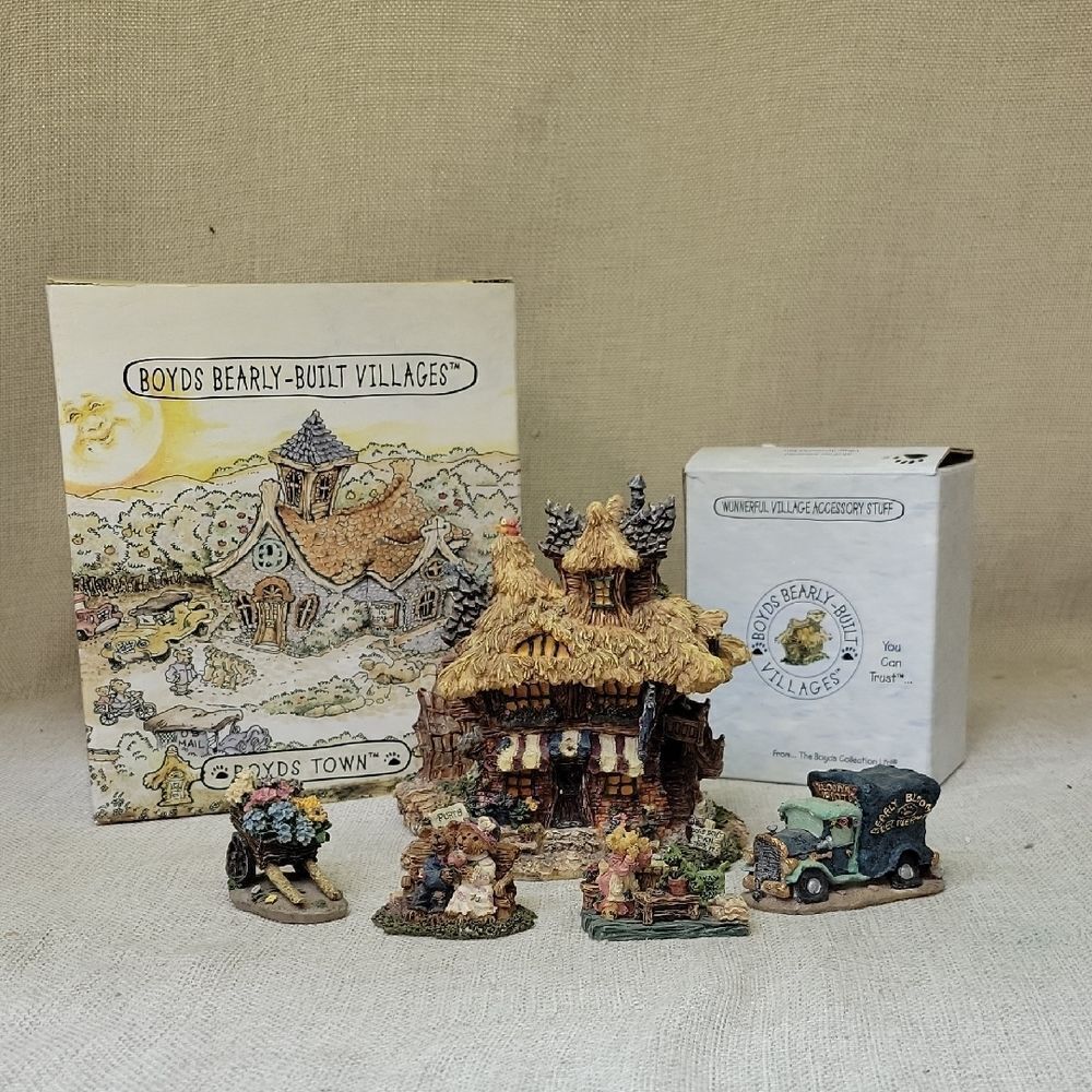 Boyd Bears Bearly Built Villages Martha's Bloom'n Flower Shop Delivery Truck,..